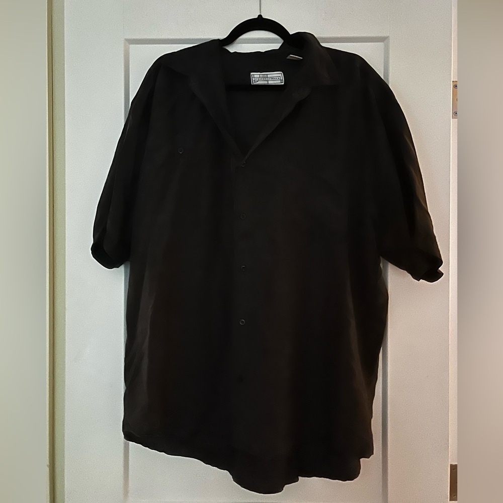 oversized 💯 silk short sleeve slouchy button up shirt